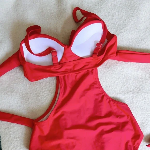 SOLD Classic Red Cupshe one piece - Picture 5 of 5